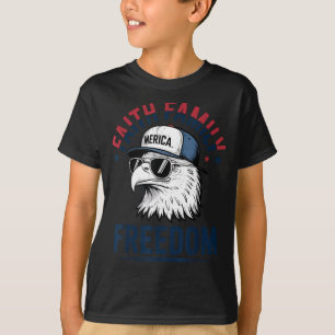 Faith Family Dom Bald Eagle Patriotic Boys America T-Shirt