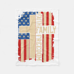 Faith Family Dom God Country Patriotic Christian O Fleece Blanket