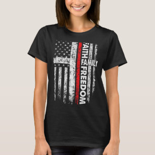 Faith Family Dom Patriotic Christian Vintage Usa F T-Shirt
