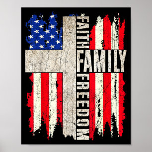 Faith Family Dom - Patriotic Christian Vintage Usa Poster