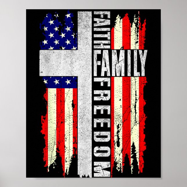 Faith Family Dom - Patriotic Christian Vintage Usa Poster (Front)