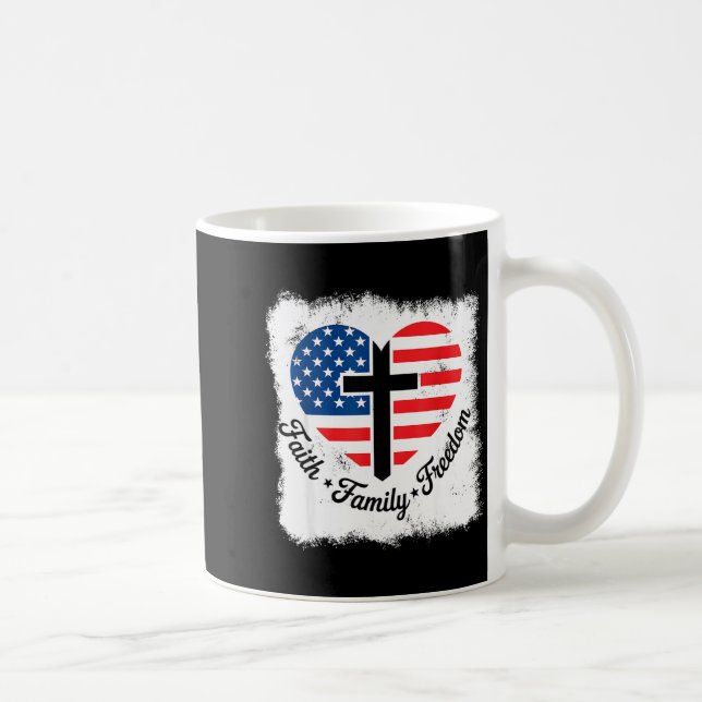 Faith Family Dom Usa Flag Cross Heart Patriotic Am Coffee Mug (Right)
