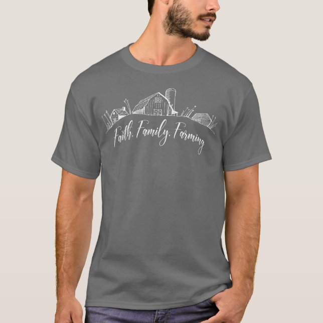 Faith Family Farming Barn Silo Farm T-Shirt (Front)