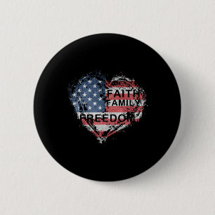 Faith Family Farming Freedom American Flag 4th Of  Button