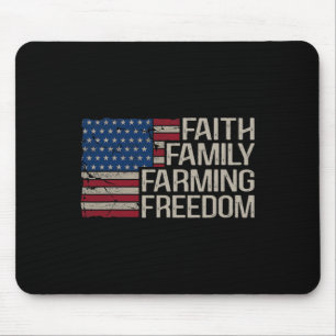Faith Family Farming Freedom American Flag 4th Of Mouse Pad