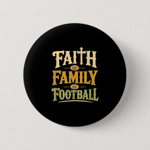Faith family football christian game day fall button