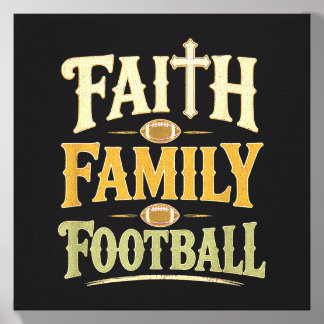 Faith Family Football Christian Game Day Fall Canvas Photo Tile