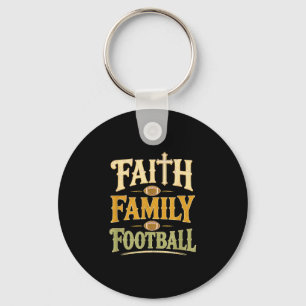 Faith family football christian game day fall keychain