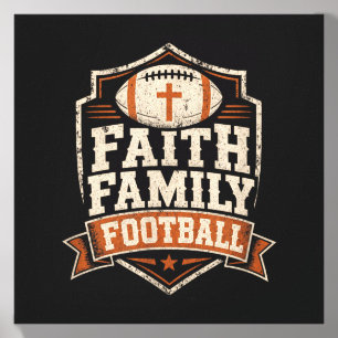 Faith Family Football Christian Game Day Statement Canvas Photo Tile