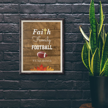 Faith Family Football Personalized Rustic Sign by VisionsandVerses at Zazzle