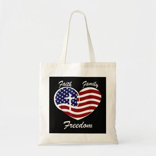 Faith Family Freedom American Flag Patriotic Day R Tote Bag