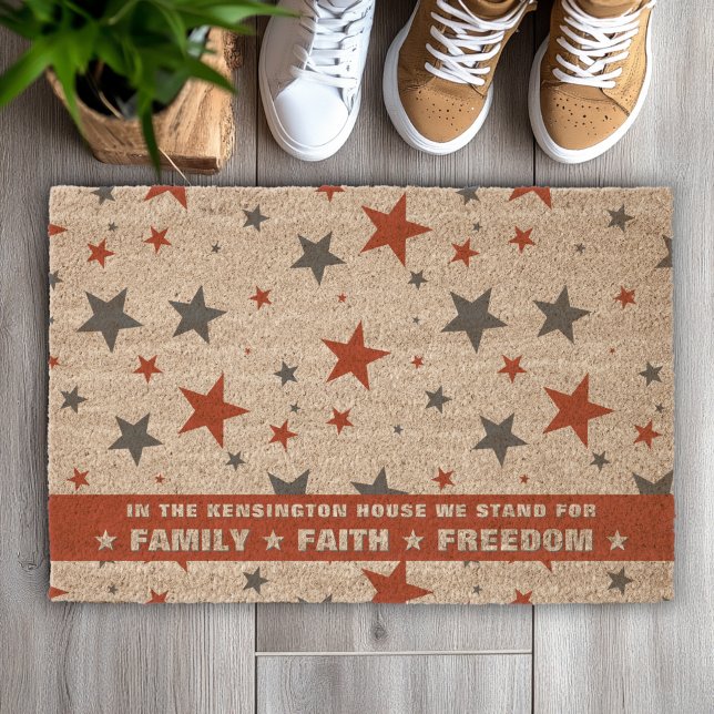 Faith Family Freedom Christian Patriotic Stars Fiber Doormat (Faith Family Freedom Christian Patriotic Stars Fiber Doormat)