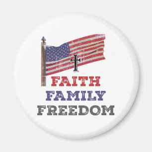 Faith Family Freedom Cross With Flag Magnet