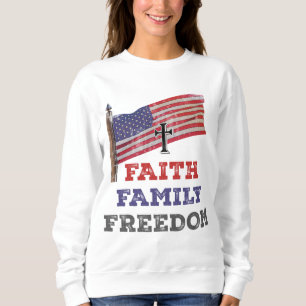 Faith Family Freedom Cross With Flag Sweatshirt