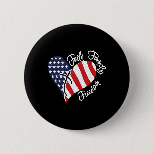 Faith Family Freedom Heart Christian Patriotic 4th Button