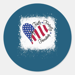 Faith Family Freedom Patriotic 4th of July Classic Round Sticker