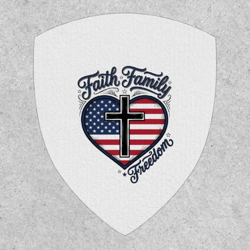 Faith Family Freedom Patriotic Cross Heart Shirt D Patch