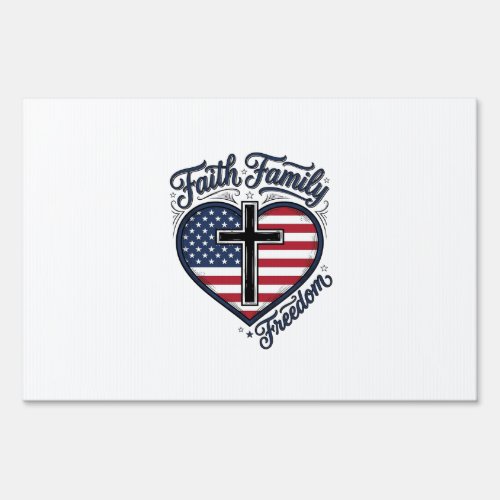 Faith Family Freedom Patriotic Cross Heart Shirt D Sign