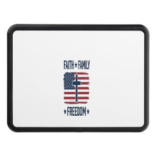 Faith Family Freedom Patriotic Cross USA Flag Vect Hitch Cover