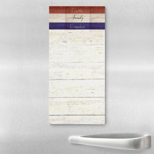 Faith family freedom patriotic wood   magnetic notepad