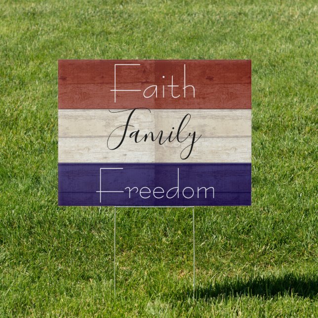 Faith family freedom patriotic wood  sign (Insitu)