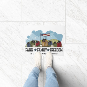 Faith Family Freedom Rustic Country Door Mat