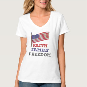 Faith Family Freedom Slogan T-Shirt