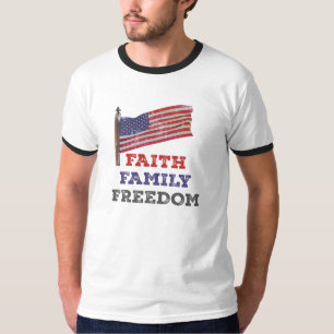 Faith Family Freedom Slogan T-Shirt