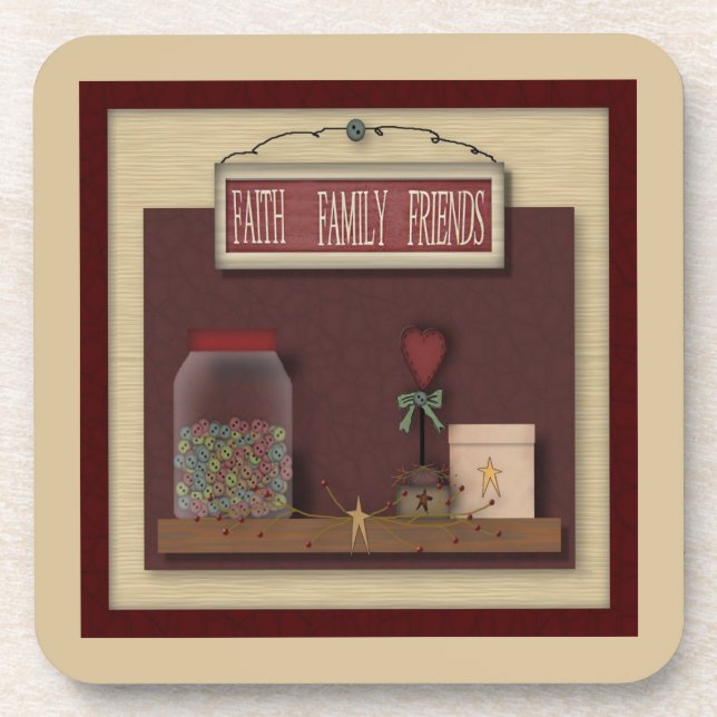 Faith Family Friends Cork Coaster (Front)