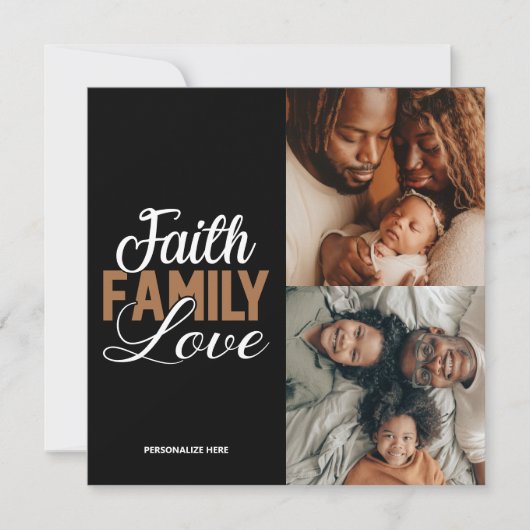 Faith Family Love Personalized Flat Card (Front)