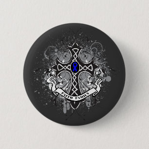 Faith Family Prayer Cross - Colon Cancer Pinback Button