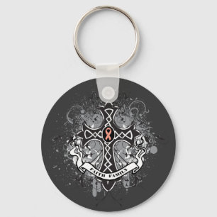 Faith Family Prayer Cross - Uterine Cancer Keychain