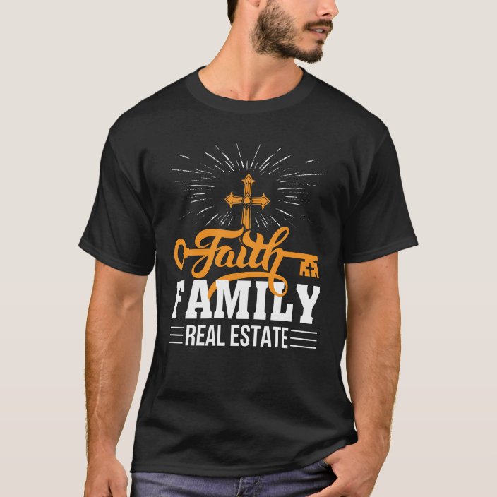 Mens Long Sleeve Cotton Hoodie Faith Family Real Estate Sweatshirt