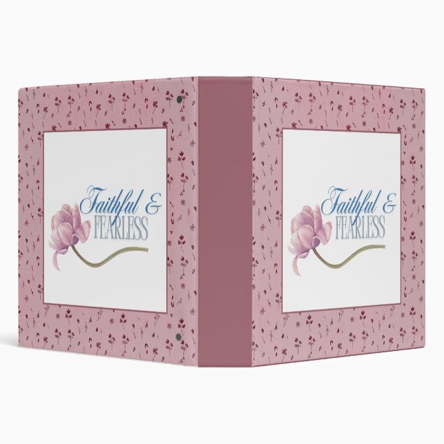 Faith & Fearless Typography Design Throw Pillow 3 Ring Binder (Background)