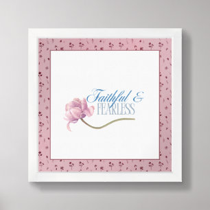 Faith & Fearless Typography Design Throw Pillow Framed Art
