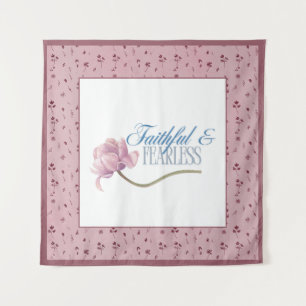 Faith & Fearless Typography Design Throw Pillow Tapestry