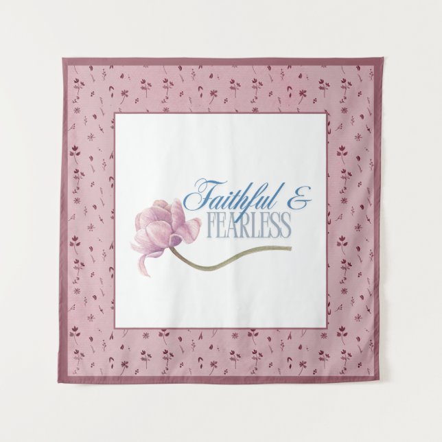 Faith & Fearless Typography Design Throw Pillow Tapestry (Front)