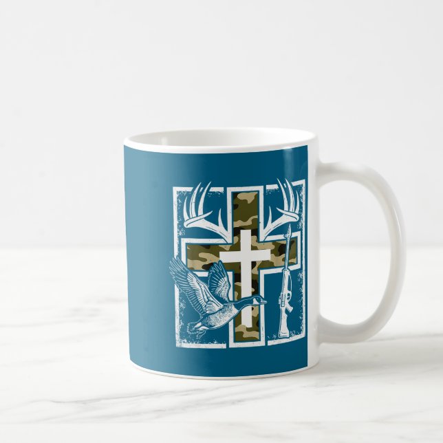 Faith Fishing Hunting Camo Cross Duck Deer Christi Coffee Mug (Right)