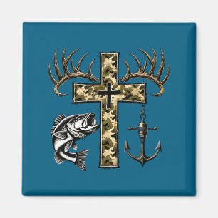 Faith Fishing Hunting Camo Cross With Hook B Chris Magnet