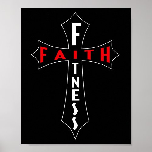 Faith Fitness Cross Christian Workout Modern Gym Poster