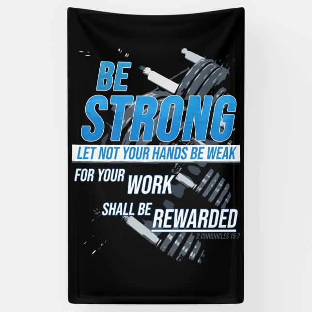 Faith Fitness Motivation: Be Strong Christian Banner (Vertical)
