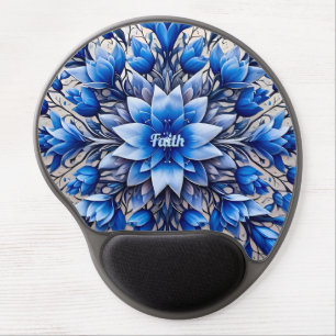 FAITH ~ Floral Blue Silver ~ Gel Mouse Pad