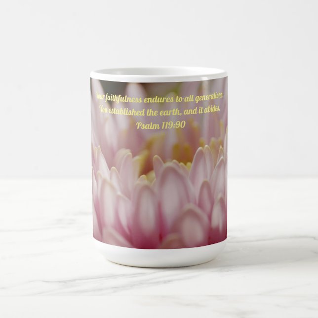 Faith Flower Bible Verse Pink Mug Cup (Center)