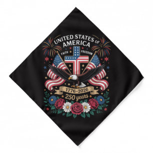 Faith Freedom 250 Years 1776 2026 Independence USA Bandana
