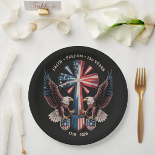 Faith Freedom 250 Years 250th Anniversary USA Paper Plates
