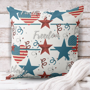 Faith, Freedom and Liberty Retro Patriotic Throw Pillow