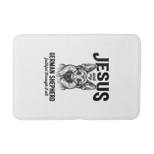 Faith German Shepherd Shirt for Christian Dog Love Bath Mat