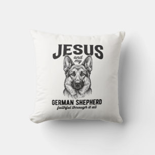 Faith German Shepherd Shirt for Christian Dog Love Throw Pillow