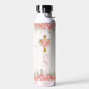 Faith Gift Floral Cross Water Bottle