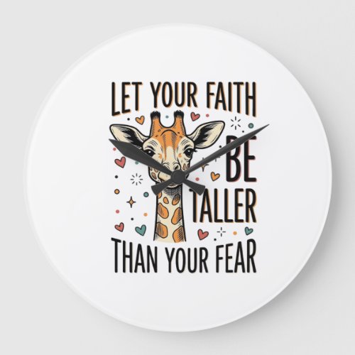 Faith Giraffe Inspirational Vintage Shirt Design_1 Large Clock